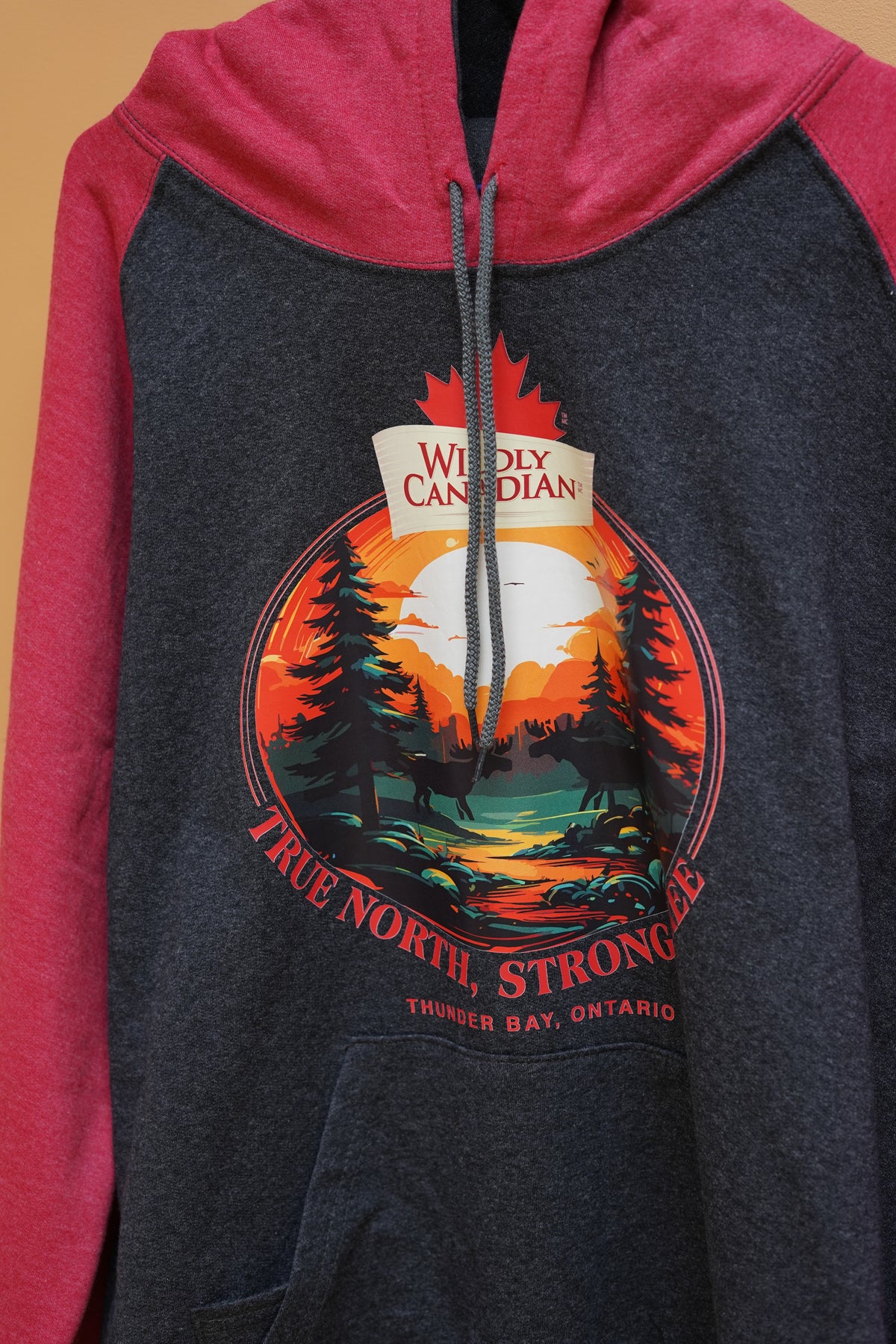 Dark Charcoal with Red Mix Hoodie - Forest Design